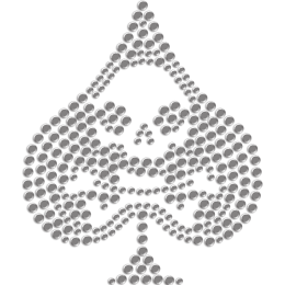 Heart Poker with Skull Iron-on Rhinestone Design for Mask